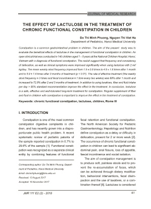 The effect of lactulose in the treatment of chronic functional constipation in children