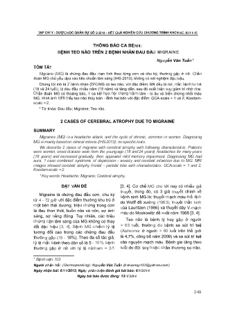 Thông báo ca bệnh: Bệnh teo não trên 2 bệnh nhân đau đầu migraine