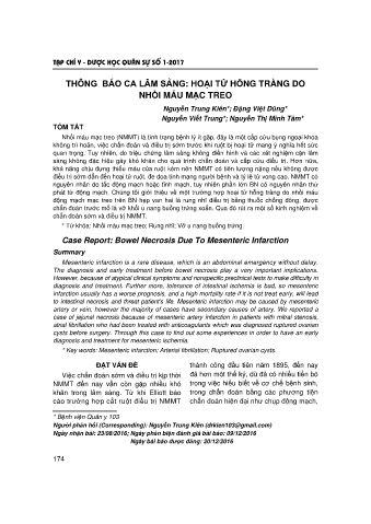 Thông báo ca lâm sàng: Hoại tử hỗng tràng do nhồi máu mạc treo