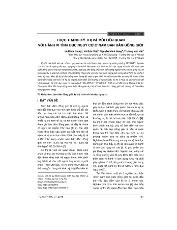 Thực trạng kỳ thị và mối liên quan với hành vi tình dục nguy cơ ở nam bán dâm đồng giới