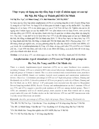 Thực trạng sử dụng ma túy tổng hợp ở một số nhóm nguy cơ cao tại Hà Nội, Đà Nẵng và Thành phố Hồ Chí Minh