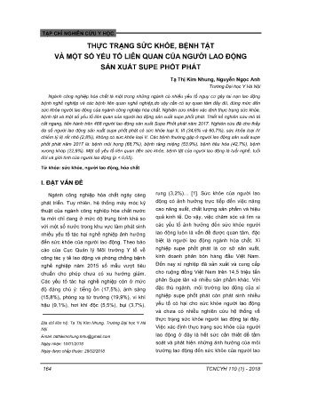 Thực trạng sức khỏe, bênh tật và một số yếu tố liên quan của người lao động sản xuất supe phốt phát