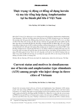 Thực trạng và động cơ đồng sử dụng heroin và ma túy tổng hợp dạng Amphetamine tại ba thành phô lớn ở Việt Nam