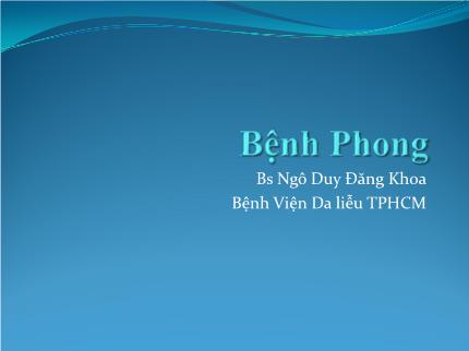 Tìm hiểu về Bệnh phong
