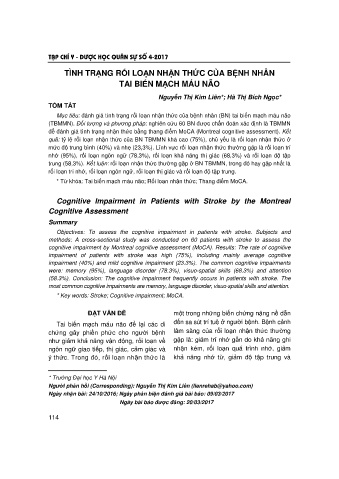 Tình trạng rối loạn nhận thức của bệnh nhân tai biến mạch máu não