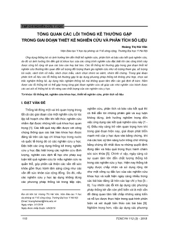 Tổng quan các lỗi thống kê thường gặp trong giai đoạn thiết kế nghiên cứu và phân tích số liệu