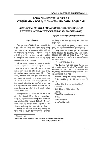 Tổng quan xử trí huyết áp ở bệnh nhân đột quỵ chảy máu não giai đoạn cấp