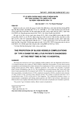 Tỷ lệ biến chứng mạch máu ở bệnh nhân đái tháo đường týp II mới phát hiện tại bệnh viện nhân dân 115