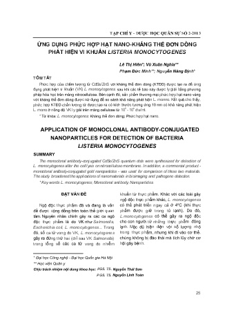 Ứng dụng phức hợp hạt nano-kháng thể đơn dòng phát hiện vi khuẩn listeria monocytogenes