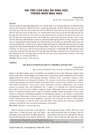 Vai trò của dấu ấn sinh học trong nhồi máu não