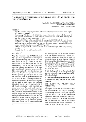 Vai trò của interleukin - 8 (IL - 8) trong xâm lấn và di căn ung thư vòm mũi họng