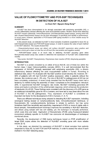 Value of flowcytometry and pcr - ssp techniques in detection of hla - b27