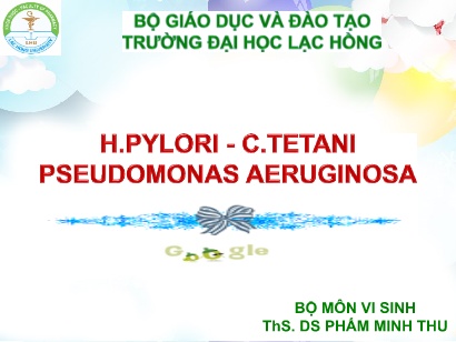 Ví sinh - H.pylori - C.tetani pseudomonas aeruginosa