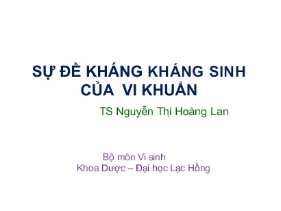 Ví sinh - Sự đề kháng kháng sinh của vi khuẩn