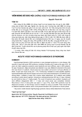 Viêm màng bồ đào hội chứng vogt - koyanagi - harada cấp