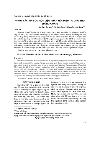 Virut vắc xin sởi: Một liệu pháp mới điều trị ung thư (tổng quan)
