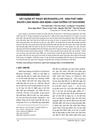 Xây dựng kỹ thuật microsatellte - DNA phát hiện người làm mang gen bệnh loạn dưỡng cơ Duchenne