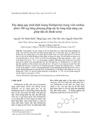 Xây dựng quy trình định lượng flurbiprofen trong viên nénbao phim 100 mg bằng phương pháp sắc ký lỏng hiệu năng cao ghép đầu dò diode - array