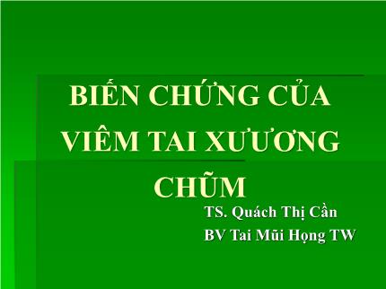 Y khoa, dược - Biến chứng của viêm tai xương chũm