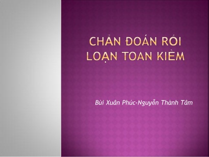 Y khoa, dược - Chẩn đoán rối loại toan kiềm