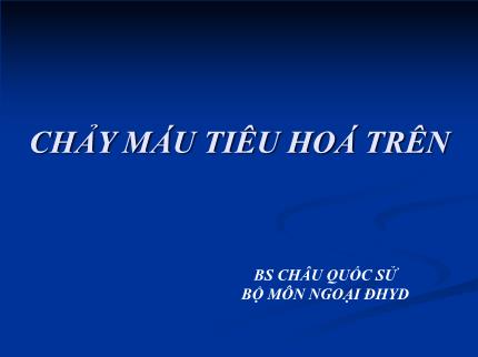 Y khoa, dược - Chảy máu tiêu hoá trên