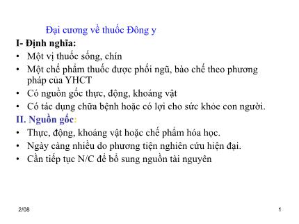 Y khoa, dược - Đại cương về thuốc Đông y