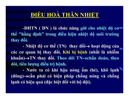 Y khoa, dược - Điều hoà thân nhiệt