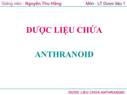 Y khoa, dược - Dược liệu chứa anthranoid