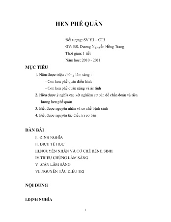 Y khoa, dược - Hen phế quản