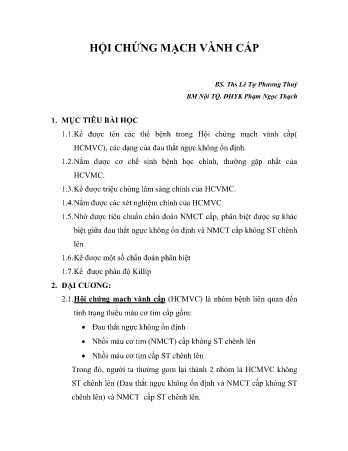 Y khoa, dược - Hội chứng mạch vành cấp