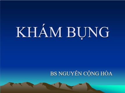Y khoa, dược - Khám bụng