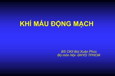 Y khoa, dược - Khí máu động mạch
