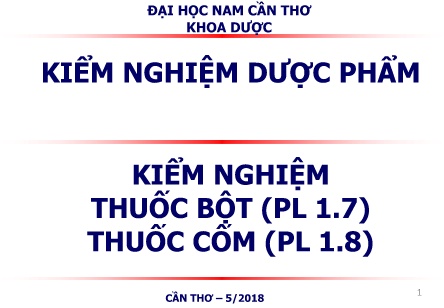 Y khoa, dược - Kiểm nghiệm dược phẩm