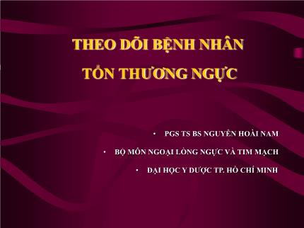 Y khoa, dược - Theo dõi bệnh nhân tổn thương ngực