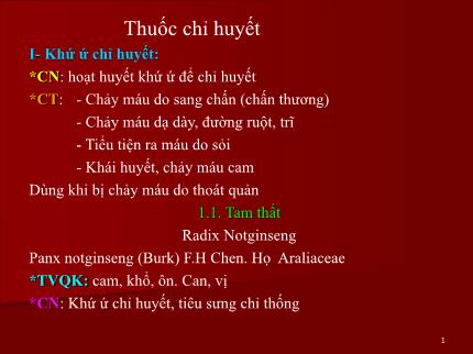 Y khoa, dược - Thuốc chỉ huyết