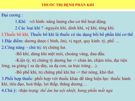 Y khoa, dược - Thuốc trị bệnh phần khí