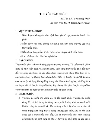 Y khoa, dược - Thuyên tắc phổi