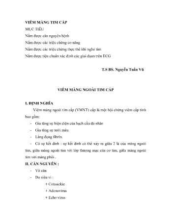 Y khoa, dược - Viêm màng tim cấp