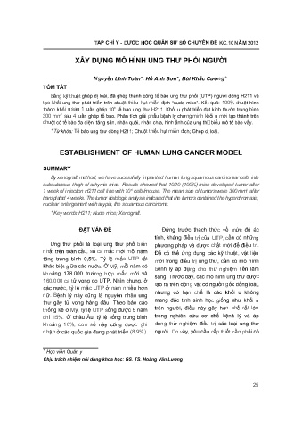 Y khoa, dược - Xây dựng mô hình ung thư phổi người