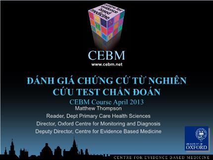 Y tế cộng đồng - Đánh giá chứng cứ từ nghiên cứu test chẩn đoán